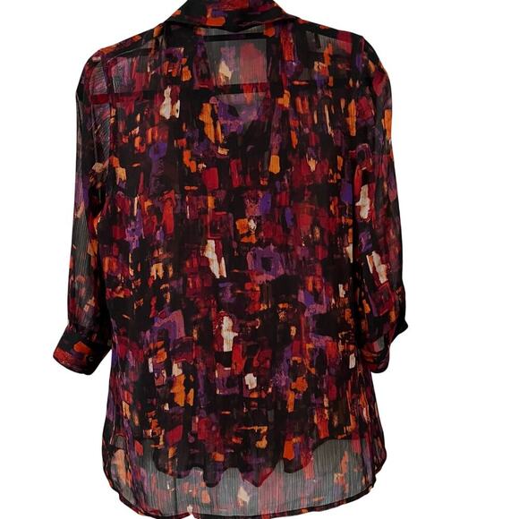 Fever Women's 3/4 Sleeve See‎ Through Blouse Size Medium - Picture 4 of 7